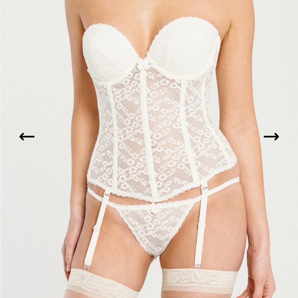 Lace Bustier Shapewear w/ Detachable Clear Straps & Garters